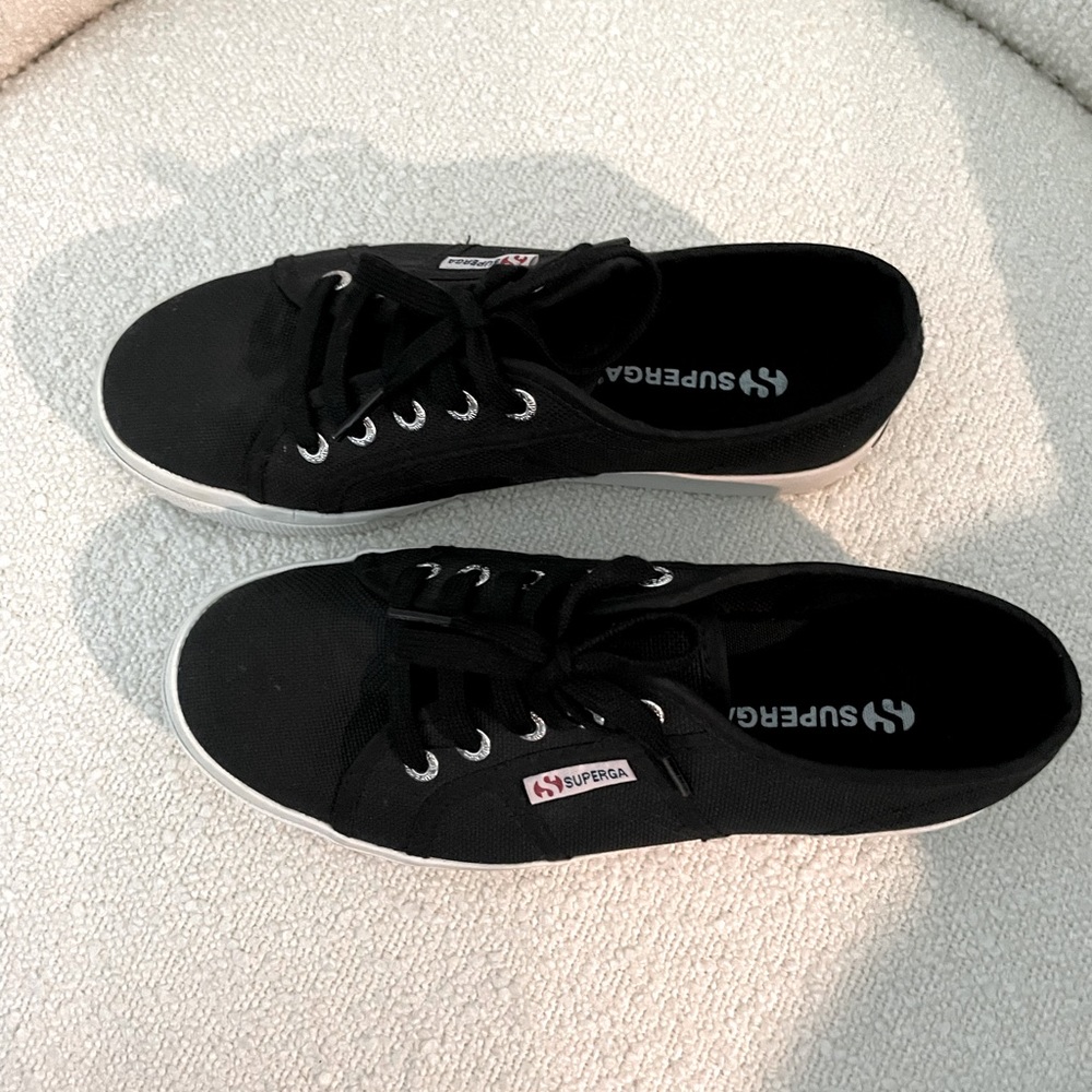 Black Superga Platform Sneakers, S7 equivalent